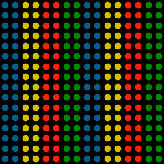Poster - Colorful circles ornament. Vector double circles multicolor pattern. Blue, yellow, red and green circles make simple wallpaper or ornament.
