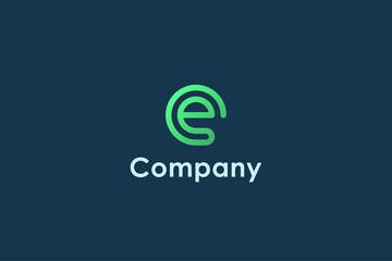 Poster - Modern Initial Letter C and E Linked Logo. Green Circular Rounded Line Infinity Style isolated on Blue Background. Usable for Business and Technology Logos. Flat Vector Logo Design Template Element.