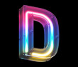 © Vrender - Glowing neon under matte glass. Font. Letter D.