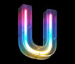 © Vrender - Glowing neon under matte glass. Font. Letter U.