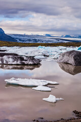 Canvas Print -  The thawed snow of glacier Vatnajokull