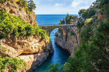 Wall Mural - Furore Fjord and bridge, Amalfi Coast, Salerno, Italy