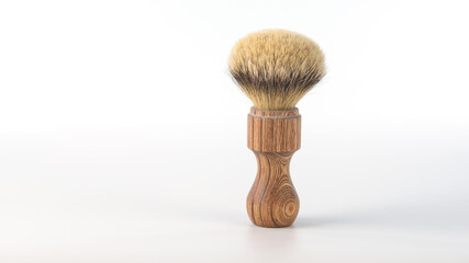 soft shaving brush isolated on white background, close view, barber shop concept  