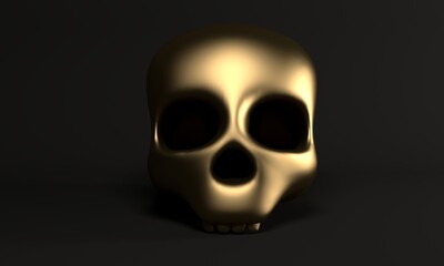 Poster - Abstract black background with golden skull. Backdrop design for product promotion. 3d rendering