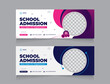 school education Facebook cover page layout & kids school admission web banner template design set