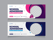 School Education Facebook Cover Page Layout & Kids School Admission Web Banner Template Design Set