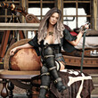 © Digital Storm - Portrait of a Sexy Pirate female captain sitting in her private chambers aboard her ship. 3d rendering