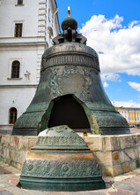 Tsar Bell In Moscow Kremlin, Russia. Huge Bell Is Largest In World.