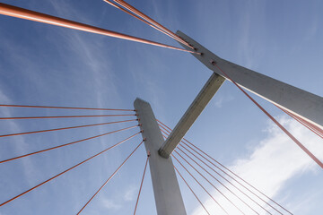 Canvas Print - Pylon of Siekierkowski Bridge over River Vistula in Warsaw, capital of Poland