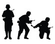 Set of German soldiers with a gun weapon during world war 2 silhouette vector on white background
