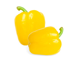 Wall Mural - Fresh yellow bell pepper isolated on white background