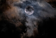 Full Moon Behind Clouds