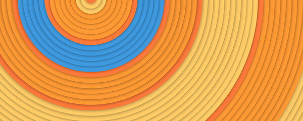 Wall Mural - Concentric circles orange and blue colors. Geometric shapes. Minimalistic design. Vector background