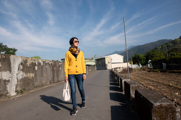 Wall Mural - modern Asian woman walking