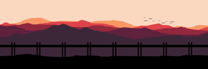 Poster - sunset in the mountains vector illustration