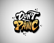 Don't Panic lettering with flash vector illustration, Fashion Slogan text for T-shirt and apparels graphic vector Print