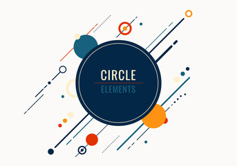 Wall Mural - abstract geometric circles and diagonal lines elements on white background