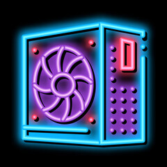 Sticker - power supply neon light sign vector. Glowing bright icon power supply sign. transparent symbol illustration