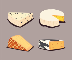 Wall Mural - various cheeses types