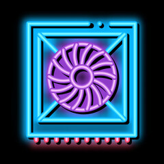 Poster - system fan computer component neon light sign vector. Glowing bright icon system fan computer component sign. transparent symbol illustration