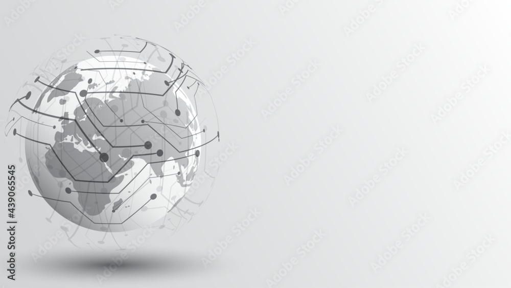Global network connection World map abstract technology background ...