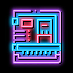 Poster - back of computer system with ports neon light sign vector. Glowing bright icon back of computer system with ports sign. transparent symbol illustration