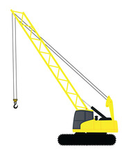 Crane Excavator For Loading. Vector