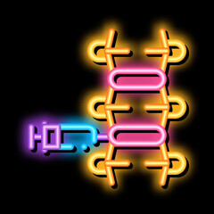 Sticker - epidural spinal anesthesia neon light sign vector. Glowing bright icon epidural spinal anesthesia sign. transparent symbol illustration