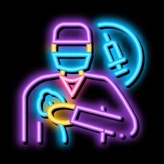 Sticker - anesthesiologist medical worker neon light sign vector. Glowing bright icon anesthesiologist medical worker sign. transparent symbol illustration