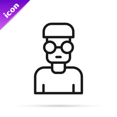 Poster - Black line Nerd geek icon isolated on white background. Vector