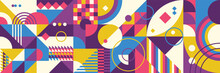 Colorful Abstract Geometric Pattern Design In Retro Style. Vector Illustration.