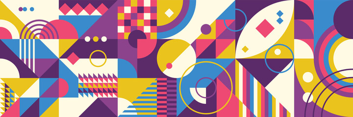 Poster - Colorful abstract geometric pattern design in retro style. Vector illustration.