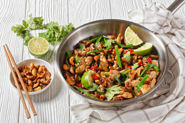 Sticker - Thai cashew chicken stir fry in a pan