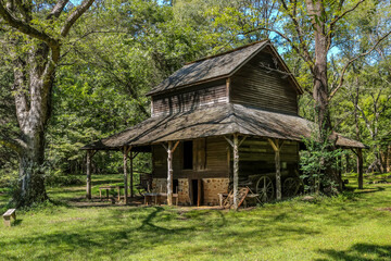 Historic tobacco barn on farm