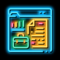 Poster - company business case for audit neon light sign vector. Glowing bright icon company business case for audit sign. transparent symbol illustration