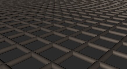 Poster - Gray textured volumetric lattice or mesh on a gray background. 3d rendering abstract image.