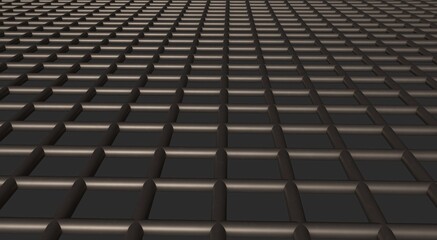 Poster - Gray textured volumetric lattice or mesh on a gray background. 3d rendering abstract image.