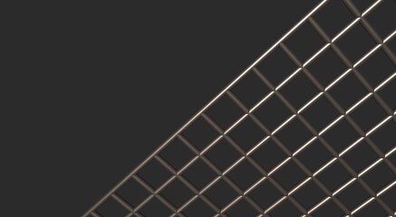 Poster - Gray textured volumetric lattice or mesh on a gray background. 3d rendering abstract image.