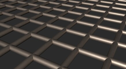 Poster - Gray textured volumetric lattice or mesh on a gray background. 3d rendering abstract image.