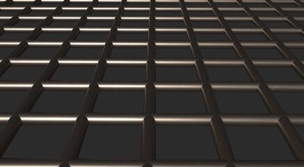 Poster - Gray textured volumetric lattice or mesh on a gray background. 3d rendering abstract image.