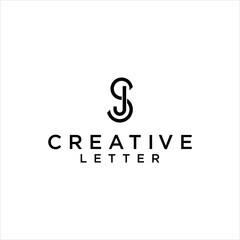 Aufkleber - sj logo design, js letter vector with simple line template