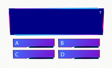 Template Question And Answers Neon Style For Quiz Game, Exam, Tv Show, School, Examination Test. Vector Illustration 10 Eps