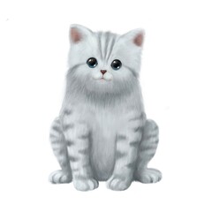 cute little kitten with natural fur and charming eyes hand drawn illustration with cartoon character