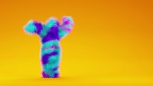 Fluffy And Soft Belly Dancing By A Colorful Hairy Beast. 3D Rendering.