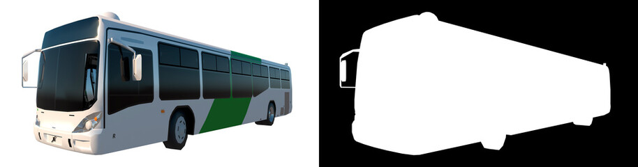 Urban Bus 2- Perspective F view white background alpha png 3D Rendering Ilustracion 3D