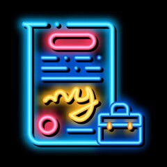 Poster - contract policy neon light sign vector. Glowing bright icon contract policy sign. transparent symbol illustration