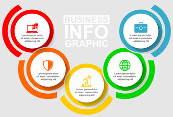 Leinwandbilder - Flat design infographic vector template for presentation, diagram, webinar, shop, business and web concept with 5 options in eps 10