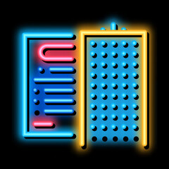 Poster - company policy neon light sign vector. Glowing bright icon company policy sign. transparent symbol illustration