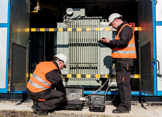 Wall Mural - execution of electrical measuring works on the power transformer