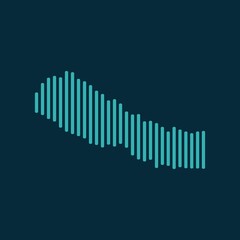Wall Mural - Vector abstract map of Nepal with blue straight rounded lines isolated on a indigo background.